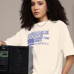 The Roadster Life Co. Oversized Fit Typography Printed Pure Cotton T-shirt-image-18