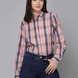 Style Quotient Pink Cotton Chequered Shirt-picture-28
