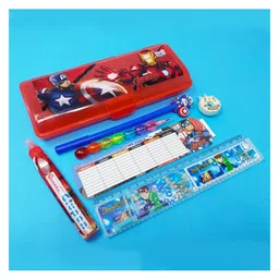 Parteet Premium Quality Pencil Box with Push Lock and Stationery Items Set of 1- Red-picture-4