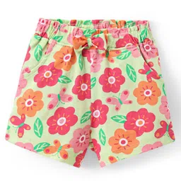 Babyhug Single Jersey Knit Mid Thigh Length Floral Printed Shorts - Yellow-picture-26