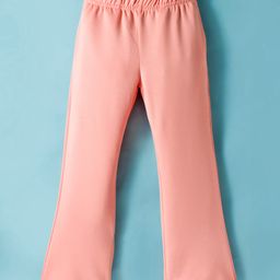 Kookie Kids India Cotton Knit Full Length Fit & Flared Solid Colour Pant - Peach-picture-35