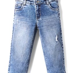 Olio Kids Denim Woven Full Length Distressed Jeans - Light Blue-picture-12