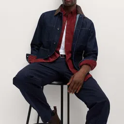 Marks & Spencer Men Solid Button-Down Collar Pure Cotton Casual Shirt image 2