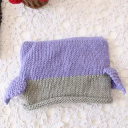 Woonie Knit Pack Of 2 Bird Designed Handmade Cap -Green & Purple - Circumference 45 Cm image 2