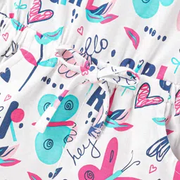 Doreme Single Jersey Sleeveless Jumpsuits With Butterfly Print- White & Pink image 3