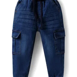 Babyhug Single Jersey Knit Full Sleeves T-Shirt & Joggers Set with Geometric Shapes Print - Navy Blue image 3