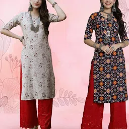 Ethnic basket Women Pack Of 2 Multicoloured Crepe Kurtas-picture-35