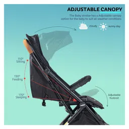 Baybee Convertible Infant Baby Pram Stroller with Car Seat Combo Metal Frame Bassinet 3 Position Adjustable Seat & Canopy - Black image 5