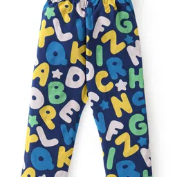 Babyhug Cotton Knit Full Sleeves Night Suit With Alphabets Print - Navy image 5