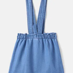 Babyhug Cotton Woven Full Peasant Sleeves Striped Top With Peter Pan Collar & Skirt - Blue image 5