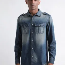 Iconic Men Solid Regular Fit Heavy Fade Cotton Shirt-picture-36