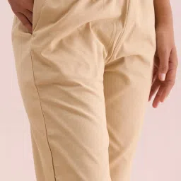 Go Colors! Light Beige Solid Pants image 5