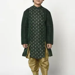 Deyann Kids Green Self Design Full Sleeves Kurta with Patiala-picture-12