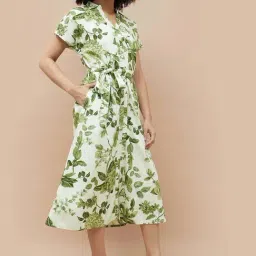 Colour Me By Melange Off White Regular Fit Floral Print Dress-picture-34