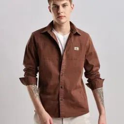 CALVIN KLEIN JEANS Brown Men Slim fit Solid Shirt-image-26