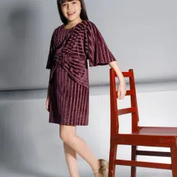 Peppermint Girls Purple Cotton Regular Fit Dress-image-23