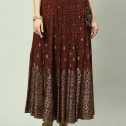 Biba Brown Printed Skirt-image-0