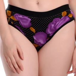 AROUSY Black Cotton Floral Print Hipster Panty-picture-3