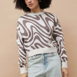 Ginger By Lifestyle Off White Regular Fit Printed Sweater-picture-19