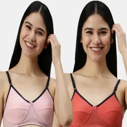 Kryptic Dusty Pink & Coral Full Coverage Everyday Bra - Pack of 2-image-70