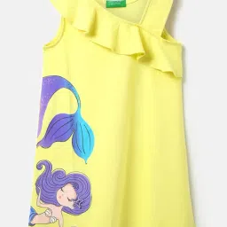 United Colors of Benetton Kids Yellow Printed Asymmetric Dress-picture-33