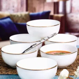 SONAKI White Bone China Soup Bowl (0.3 L) - Set of 6-picture-16