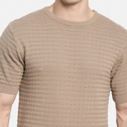 Mettle Khaki Cotton Regular Fit Texture T-Shirt image 5