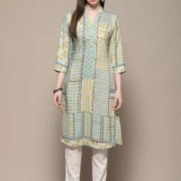 Biba Sky Blue Printed A Line Kurta-picture-34