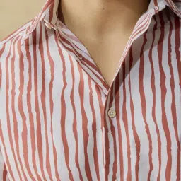 Andamen Red & White Cotton Regular Fit Printed Shirt image 5