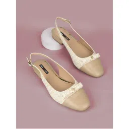 Bata Beige Stylish Square Toe Mules for Women-picture-14
