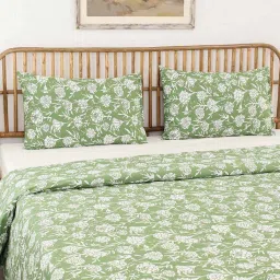 House This Genda Phool Green 150 TC Cotton Double Bedsheet Set image 5