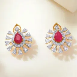 P.N.Gadgil Jewellers 14KT BSI Hallmarked Yellow Gold Pink Stud Earring for Women-picture-46