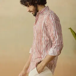 Andamen Red & White Cotton Regular Fit Printed Shirt image 3