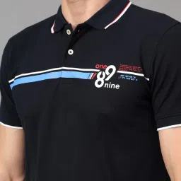 Cantabil Navy Regular Fit Printed Polo T-Shirt image 5