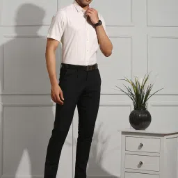 Ramraj Cream Regular Fit Textured Cotton Shirt image 5