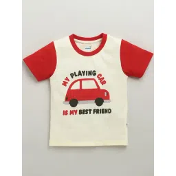 Bumzee Boys Cream Cotton Graphic T-Shirt with Pyjama image 2
