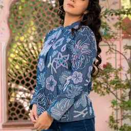 Zolo Label Blue Cotton Embroidered Jacket image 5
