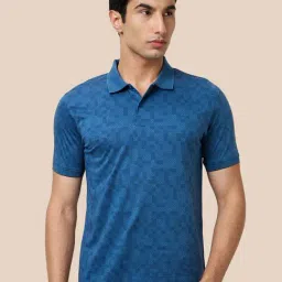 Park Avenue Blue Slim Fit Printed Polo T-Shirts-picture-34
