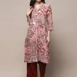Biba Dull Pink Floral Print Straight Kurta-image-53