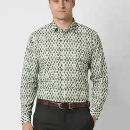 Van Heusen Green Cotton Slim fit Print Shirt-picture-40