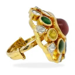 C. Krishniah Chetty Group 22k (916) Yellow Gold Gemstone Collection Harmony Navrathna Rings image 2