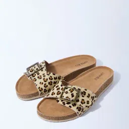 LUNA BLU by Westside Beige Animal-Printed Sandals image 2