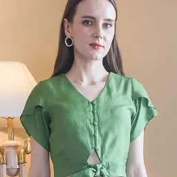 Zink London Green Slim Fit Crop Top-picture-33