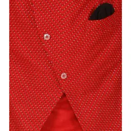 Lil Drama Kids Red Printed Full Sleeves Kurta, Jacket with Pyjamas image 4