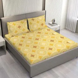 Layers Aura Yellow Microfiber 110 GSM Double Bedsheet with 2 Pillow Covers image 2