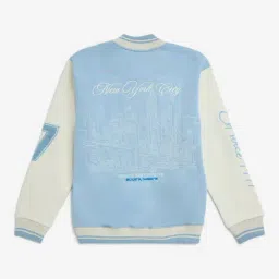 Y&F Kids by Westside Light Blue Text Design Cotton-Blend Varsity Jacket image 2