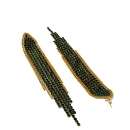 StyleCast Gold-Plated Rhinestone Studded Tasselled Contemporary Drop Earrings image 3