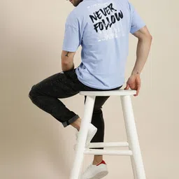 Moda Rapido Men Blue & Black Typography Printed Pure Cotton Round Neck T-shirt-picture-41