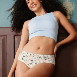 Clovia Yellow Regular Fit Floral Print Panties image 5