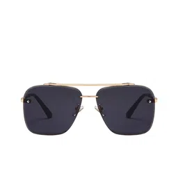 SPADEACES Men Black Lens & Gold-Toned Aviator Sunglasses with image 2